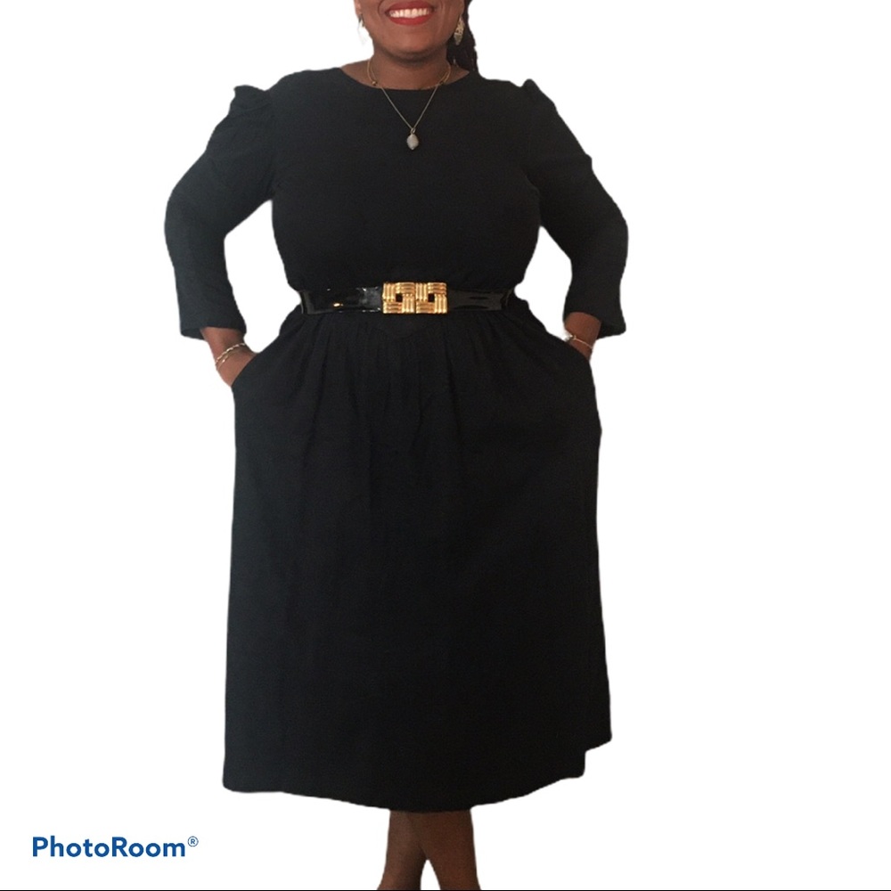 Vintage/Retro Long sleeve Black Dress